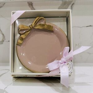 Pink and Gold Decorative Trinket Tray with Bow